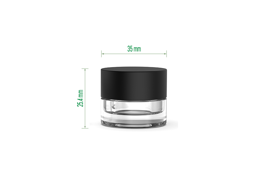 5ml Black Glass Jars with Black CR Lids D35 view 4