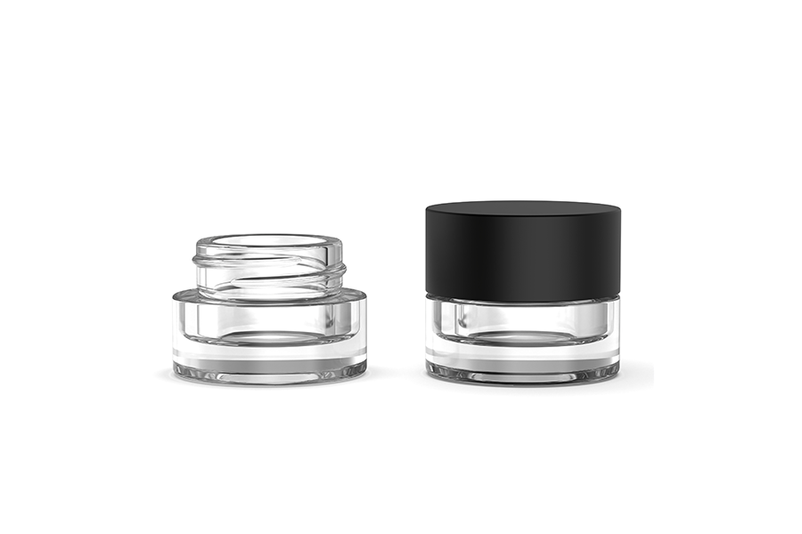 5ml Black Glass Jars with Black CR Lids D35 view 2