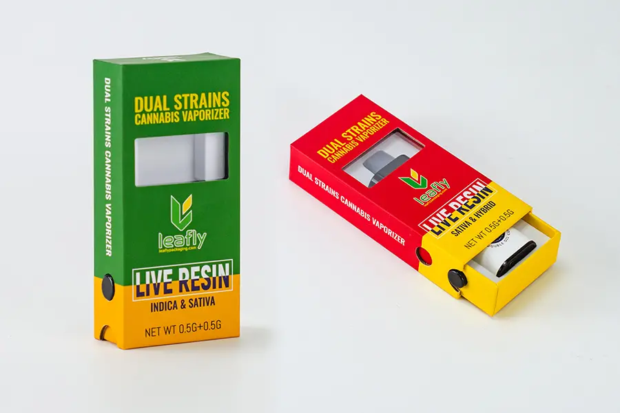 CR Window Paper Box with Side Plastic Button for AIO Vape Pen – Child-Resistant Custom Packaging Solution