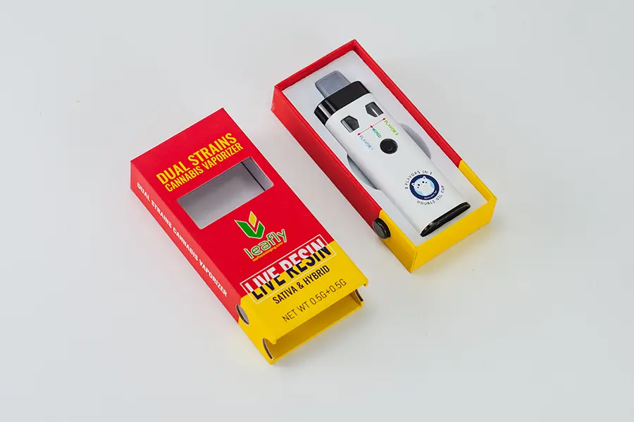 CR Window Paper Box with Side Plastic Button for AIO Vape Pen – Child-Resistant Custom Packaging Solution view 2
