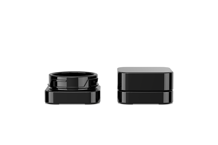 3g/5g square concentrate glass jar view 3