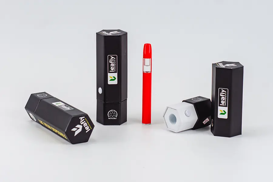 Custom CR Hexagon Paper AIO Pen Tubes PB-CR-8 Child Resistant Paper Box - Premium Vape Packaging  view 2