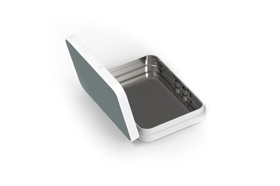 Hinged-Lid Mini Size Vista Pre-Rolls Box | Child-Resistant (CR) Button Flip Tin Container for Secure Storage(80x58x15mm) view 3