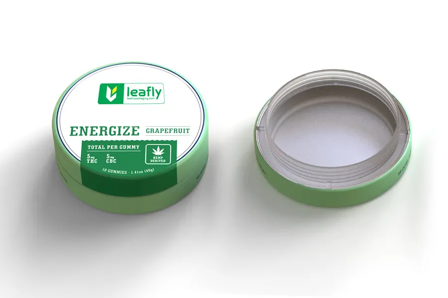 Branded Circular Tin Container | Custom Printed Cannabis Packaging for Edibles (76×30mm) view 2