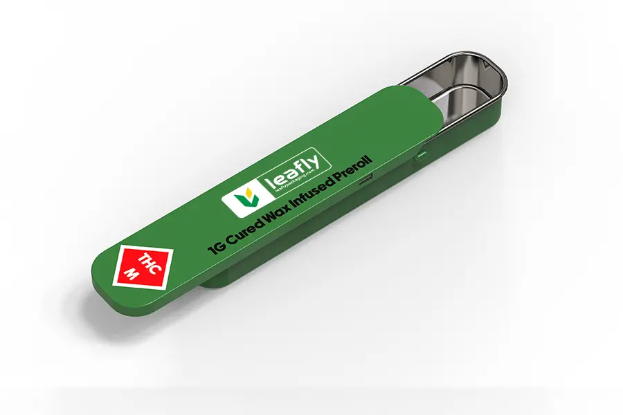 Vista Pre-Rolls Tin | Child-Resistant (CR) Button Slide Tin Container for Secure Storage (80x58x15mm) view 2